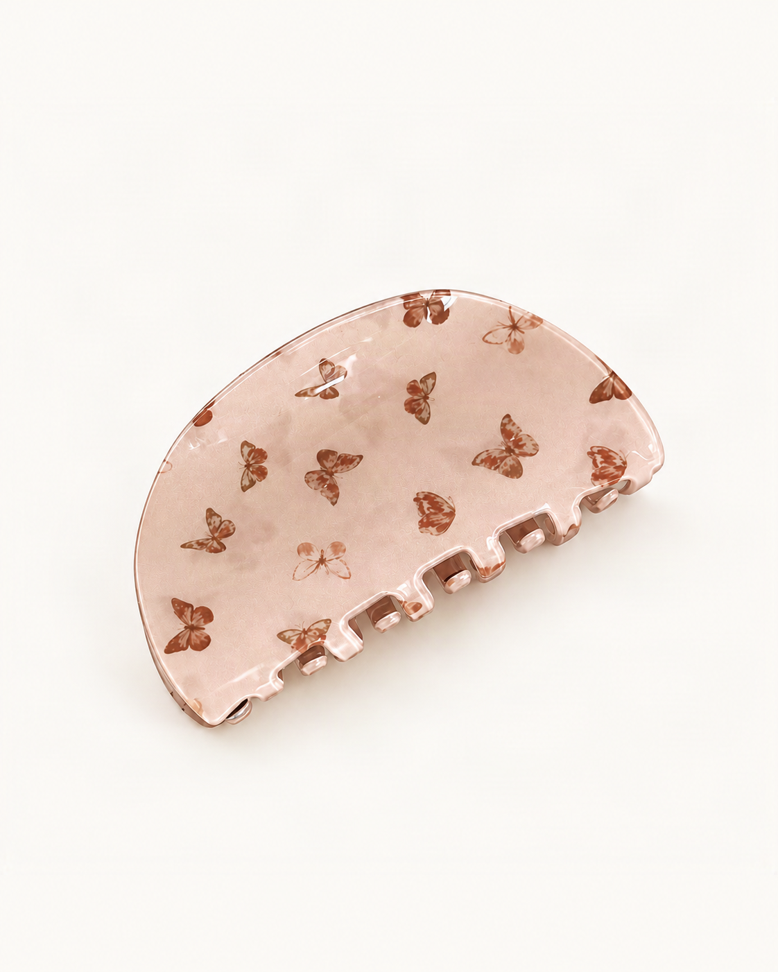 Butterfly Print Acrylic Shell Claw Clip — Latte variant on a warm ivory background [FITINY Hair variant 48006294995115]