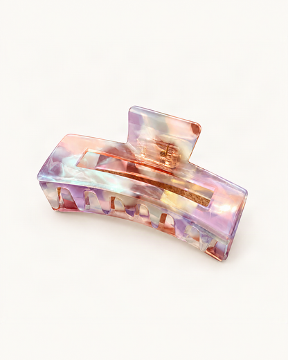 Cellulose Acetate Square Claw Clip — Floral variant on a warm ivory background [FITINY Hair variant 48006295748779]
