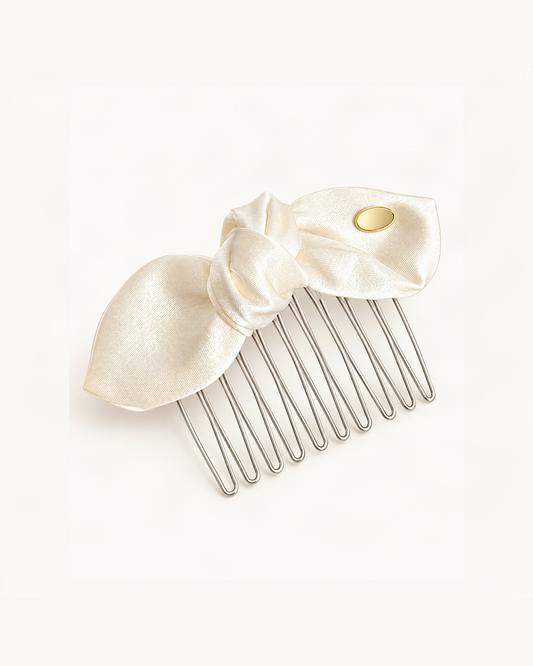 Velvet Bow Hair Comb — single accessory on warm ivory background [FITINY Hair]
