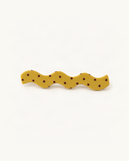 Wavy Polka Dot Acetate Side Clip — single accessory on warm ivory background [FITINY Hair]