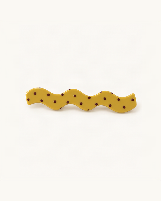 Wavy Polka Dot Acetate Side Clip — single accessory on warm ivory background [FITINY Hair]