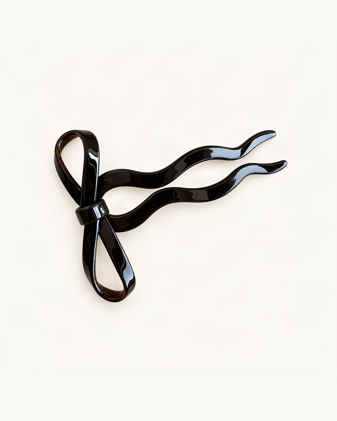 Acetate Bow U-Shaped Hair Pin — single accessory on warm ivory background [FITINY Hair]