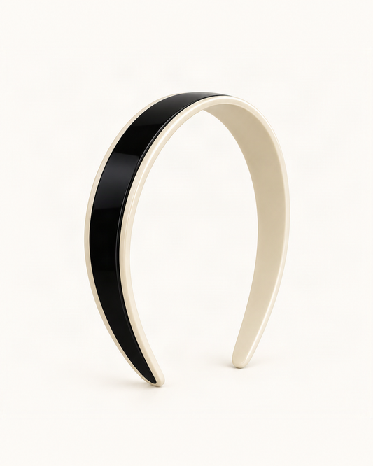 Two-Tone Double-Layer Acetate Headband — single accessory on warm ivory background [FITINY Hair]