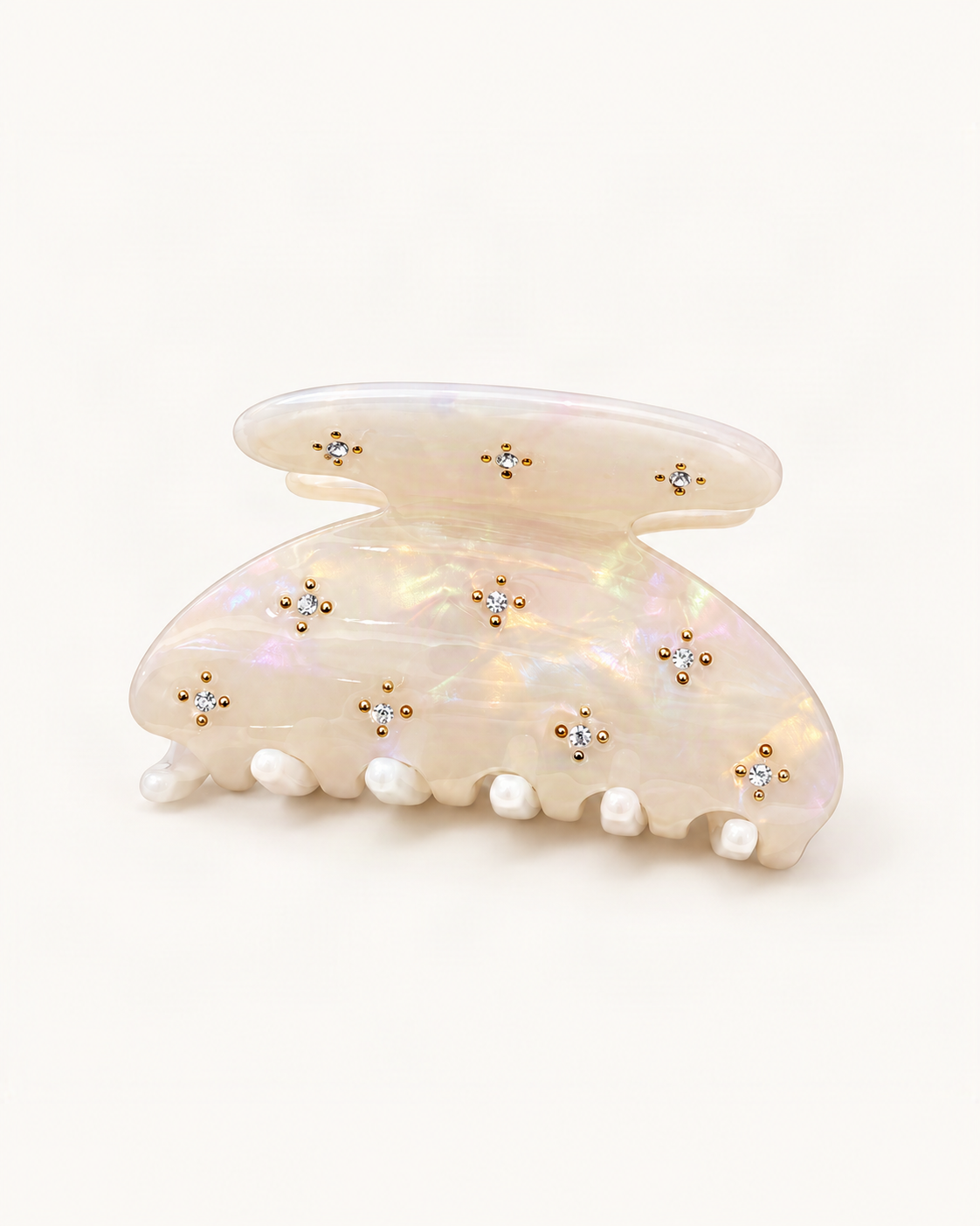 Starry Rhinestone Acetate Claw Clip — Mermaid variant on a warm ivory background [FITINY Hair variant 48006294864043]