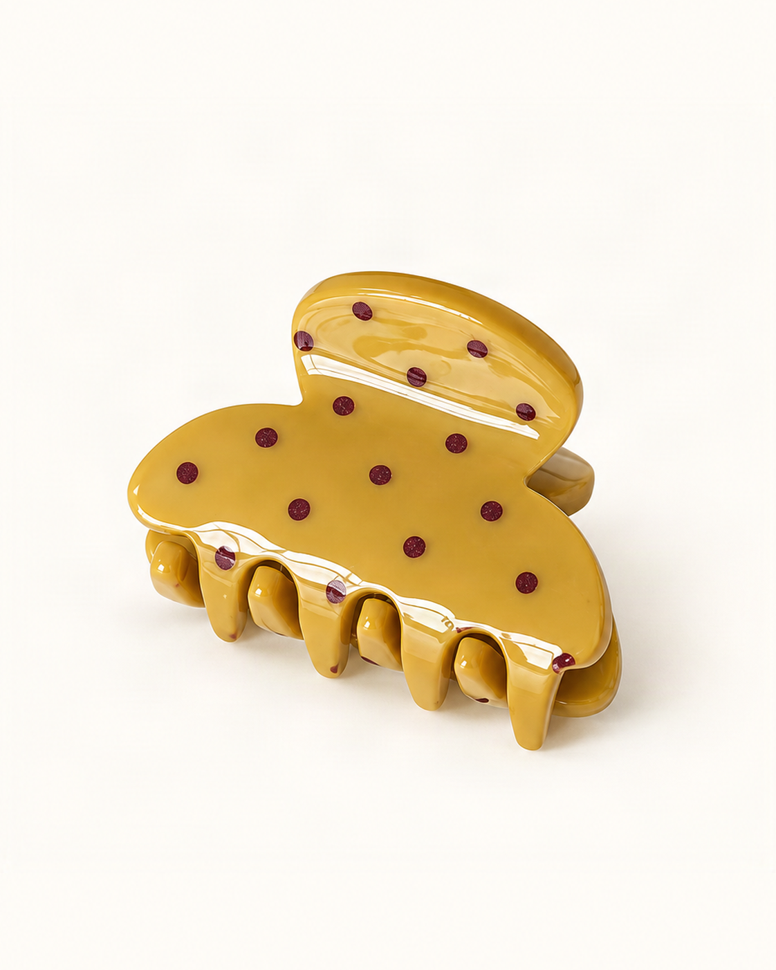 Polka Dot Acetate Mini Claw Clip — single accessory on warm ivory background [FITINY Hair]
