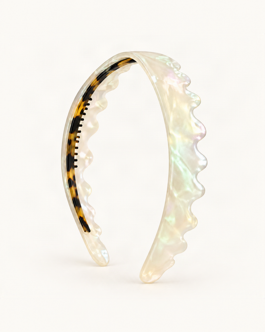 Slim Double-Layer Acetate Headband — single accessory on warm ivory background [FITINY Hair]
