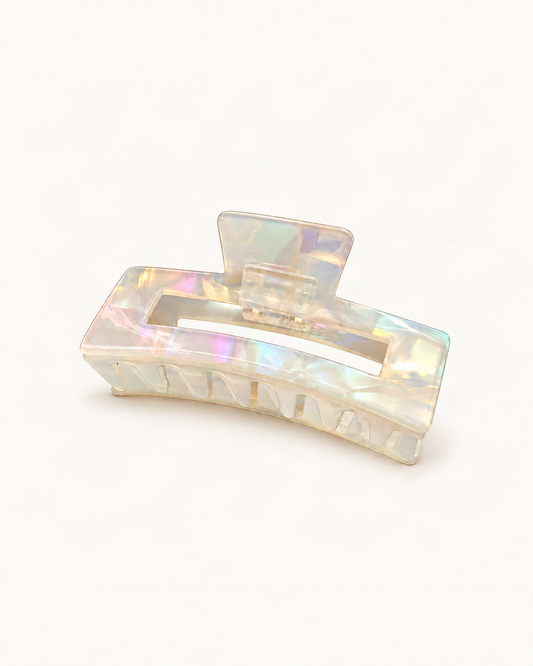 Cellulose Acetate Square Claw Clip — single hair accessory on a warm ivory background [FITINY Hair main]