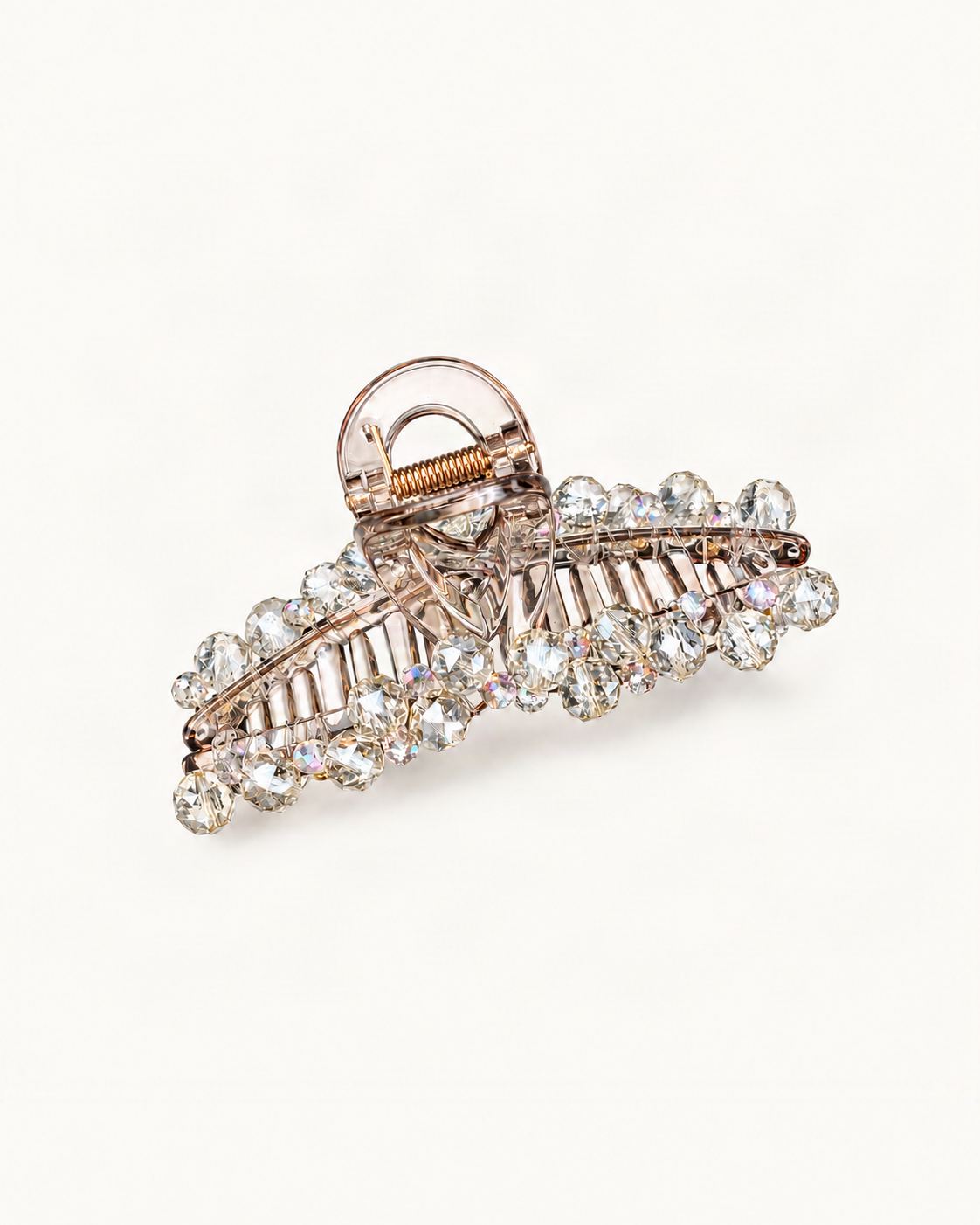 Crystal Rhinestone Large Beaded-Edge Claw Clip — single hair accessory on a warm ivory background [FITINY Hair main]