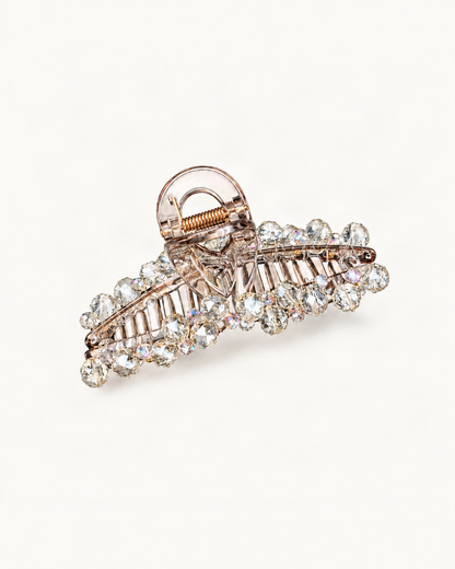Crystal Rhinestone Large Beaded-Edge Claw Clip — single hair accessory on a warm ivory background [FITINY Hair main]