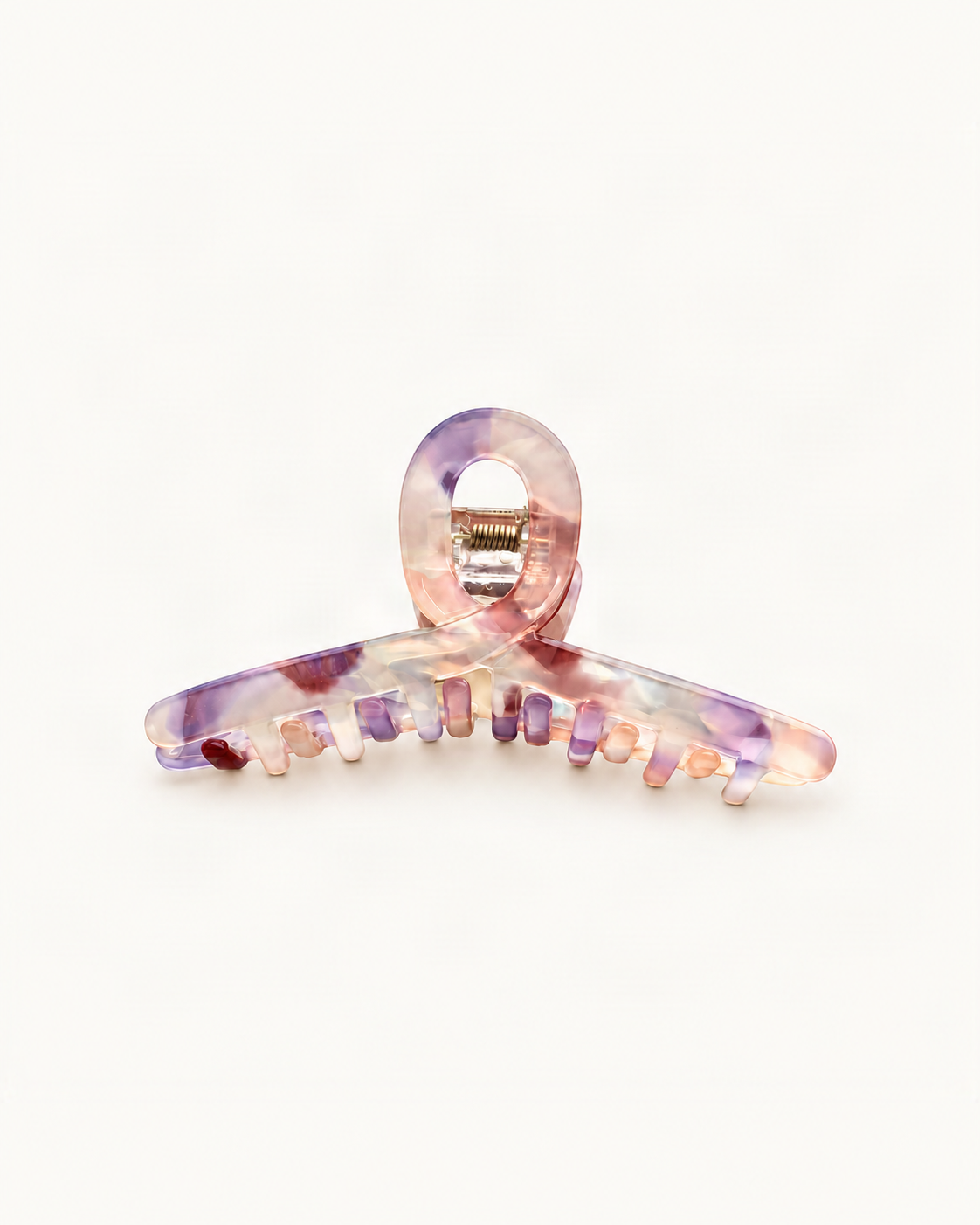 Cellulose Acetate Loop Claw Clip — Floral variant on a warm ivory background [FITINY Hair variant 48006260326571]