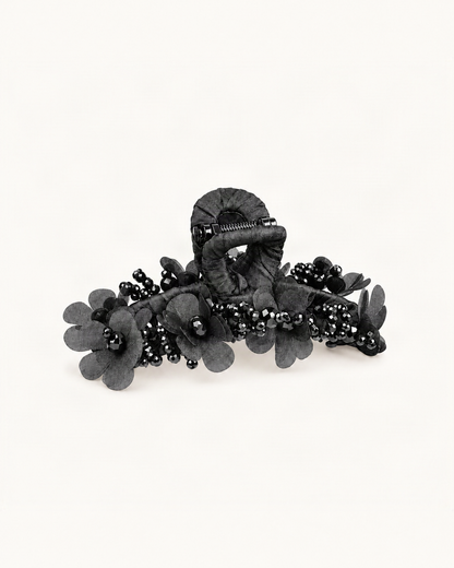Large Crystal Flower Claw Clip — single hair accessory on a warm ivory background [FITINY Hair main]