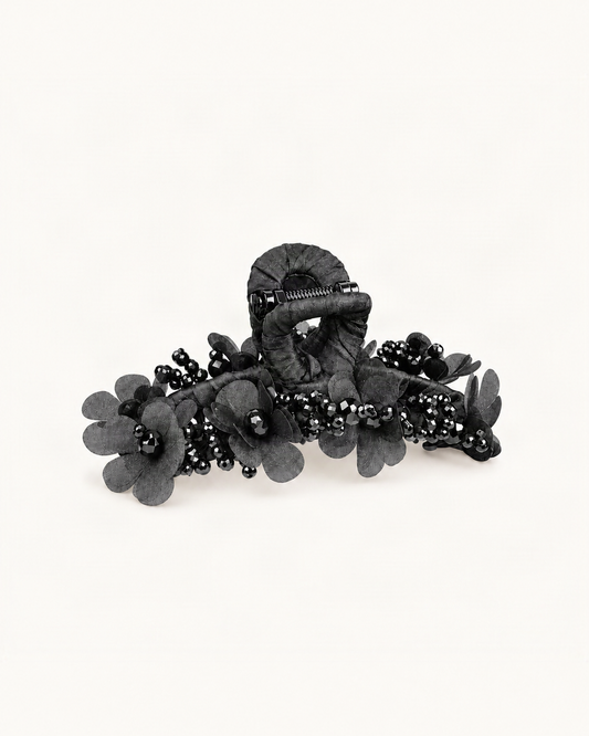 Large Crystal Flower Claw Clip — single hair accessory on a warm ivory background [FITINY Hair main]