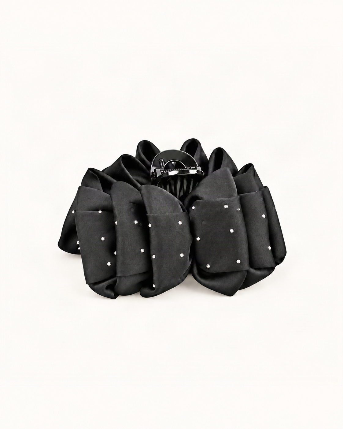 Satin Large Claw Clip with Rhinestone Starry Speckles — single hair accessory on a warm ivory background [FITINY Hair main]