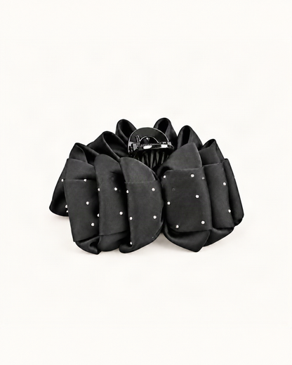 Satin Large Claw Clip with Rhinestone Starry Speckles — single hair accessory on a warm ivory background [FITINY Hair main]