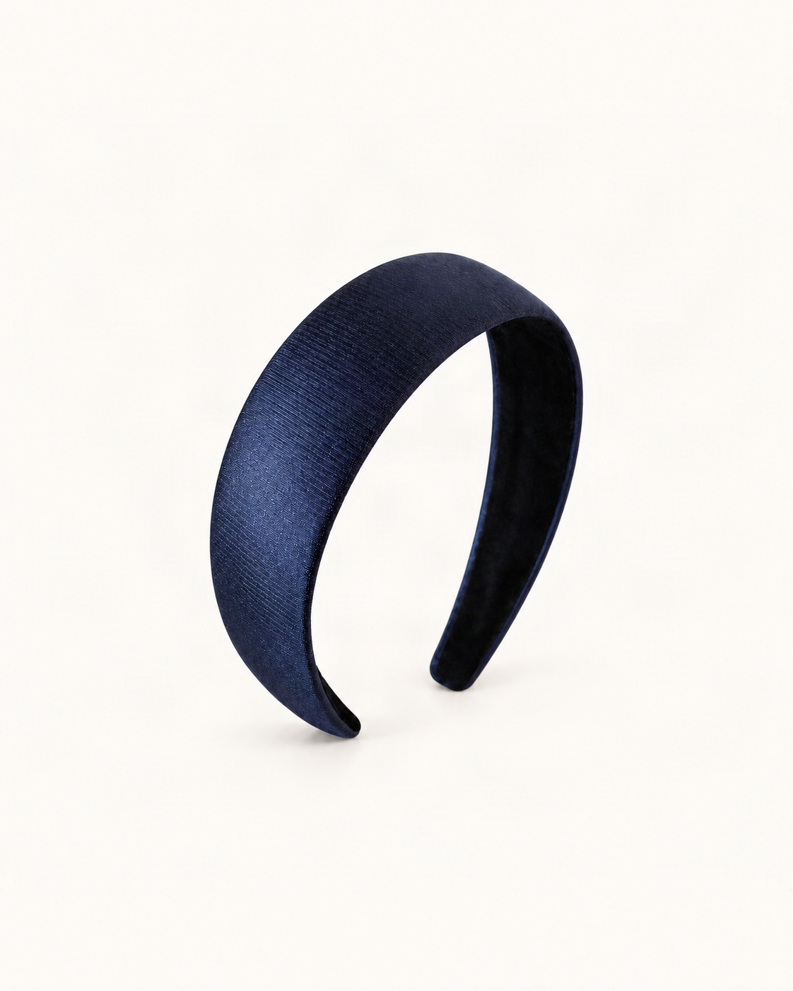 Wide Satin Headband with Subtle Shimmer — single accessory on warm ivory background [FITINY Hair]