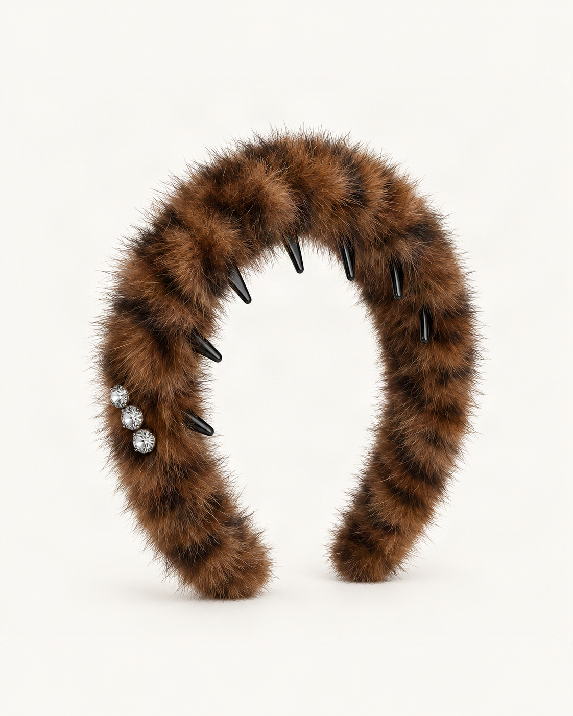 Faux Fur Headband with Toothed Lining — single accessory on warm ivory background [FITINY Hair]