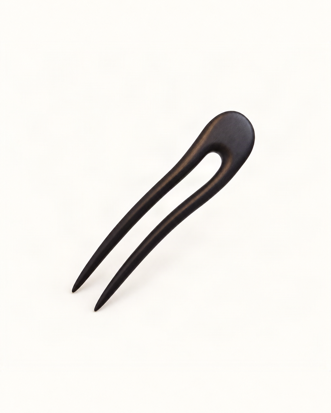 Curved-Prong Wooden U Hair Pin — single accessory on warm ivory background [FITINY Hair]