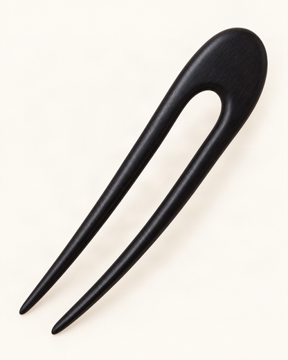 Tapered Two-Prong Wood Hair Fork — single accessory on warm ivory background [FITINY Hair]