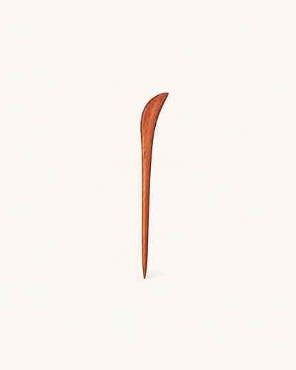Carved Wood Hair Stick with Flowing Scroll Design — single accessory on warm ivory background [FITINY Hair]