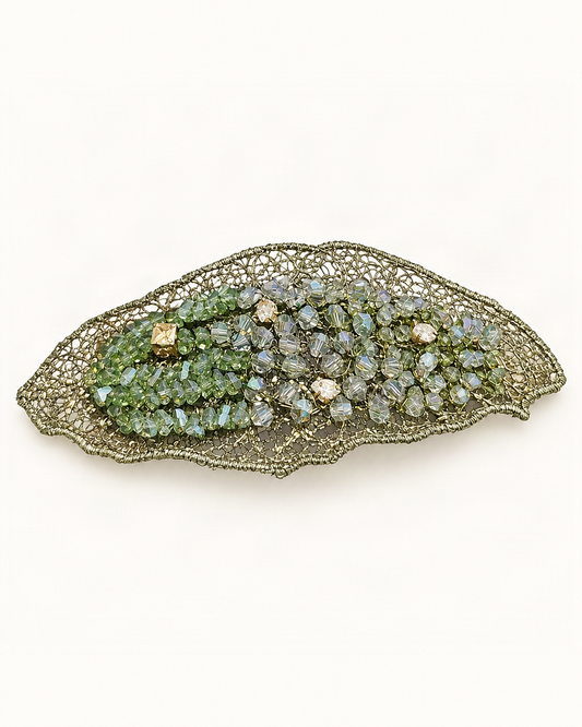 Crystal Leaf Snap Hair Clip — single accessory on warm ivory background [FITINY Hair]