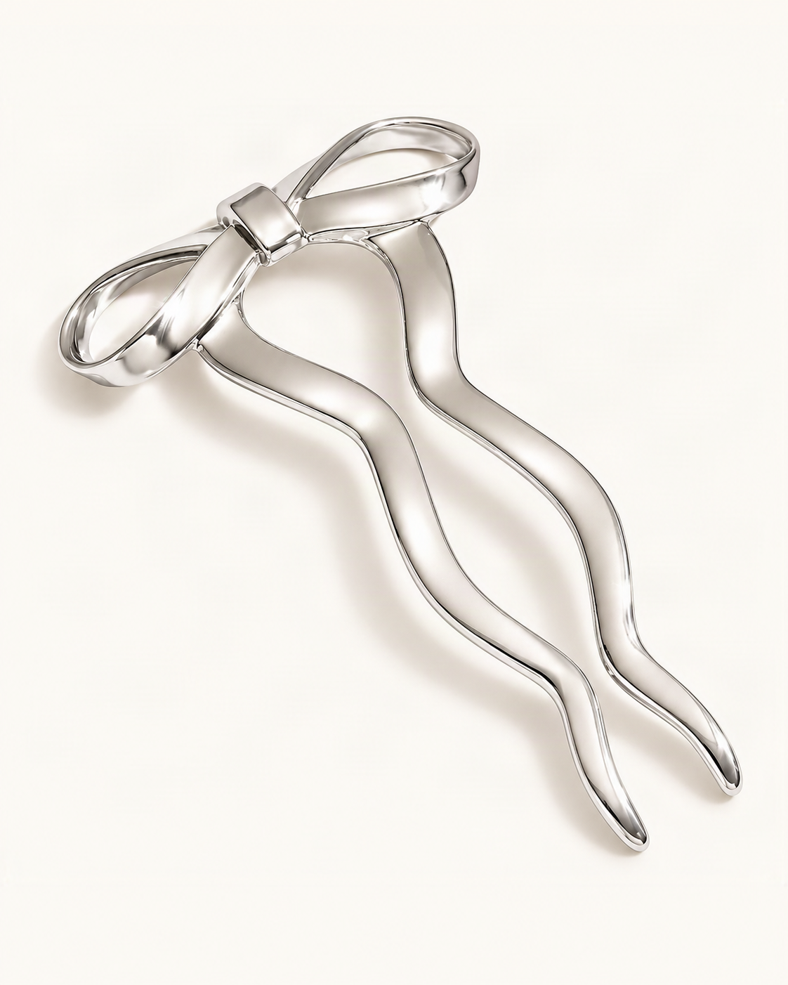 Metal U-Shaped Hair Fork with Decorative Top — single accessory on warm ivory background [FITINY Hair]
