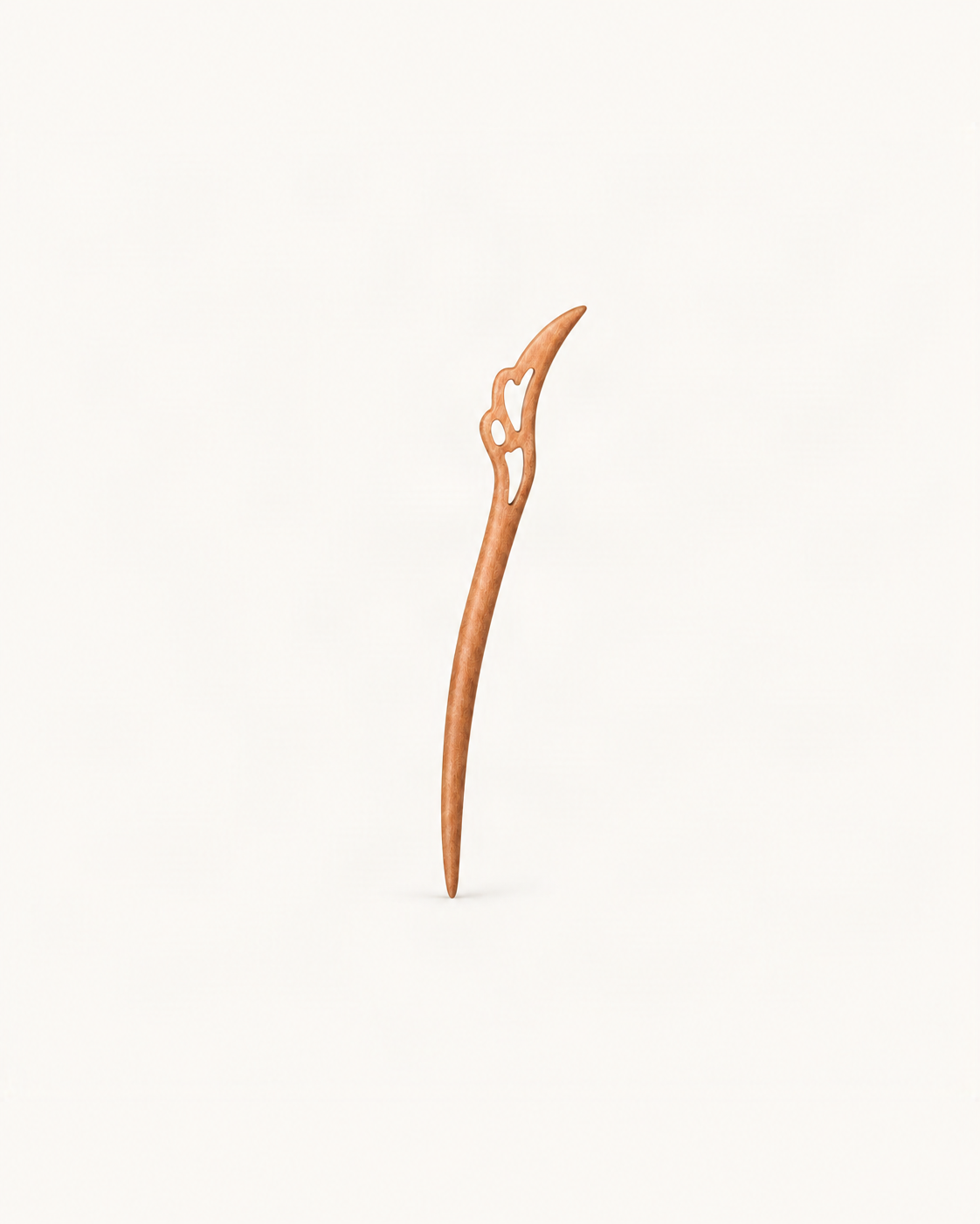Carved Wood Feather Hair Stick — single accessory on warm ivory background [FITINY Hair]