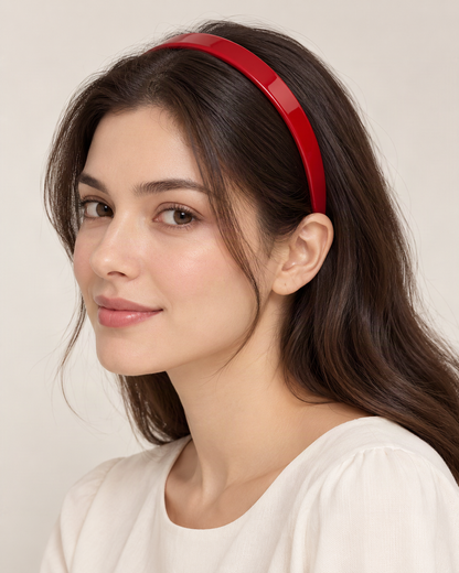 Wide Double-Layer Cellulose Acetate Headband — worn in natural hair at realistic scale [FITINY Hair]