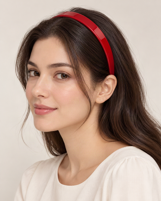 Wide Double-Layer Cellulose Acetate Headband — worn in natural hair at realistic scale [FITINY Hair]