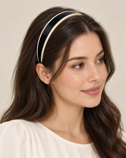 Two-Tone Double-Layer Acetate Headband — worn in natural hair at realistic scale [FITINY Hair]