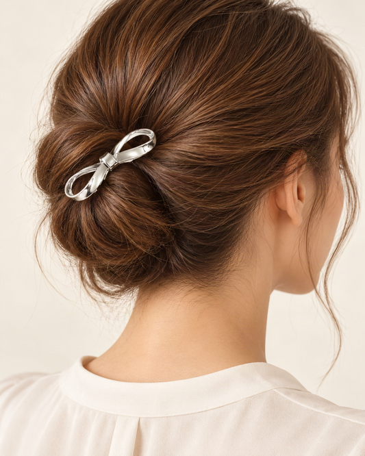 Metal U-Shaped Hair Fork with Decorative Top — worn in natural hair at realistic scale [FITINY Hair]