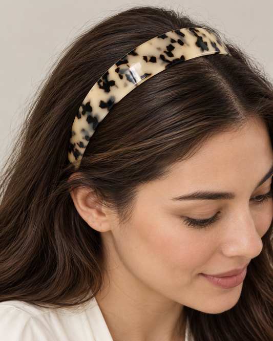 Cellulose Acetate Wide Headband — worn in natural hair at realistic scale [FITINY Hair]