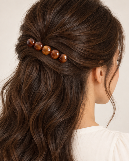 Cellulose Acetate Round Bead Side Comb — worn in natural hair at realistic scale [FITINY Hair]