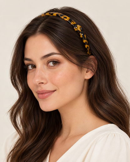 Slim Cellulose Acetate Headband — worn in natural hair at realistic scale [FITINY Hair]