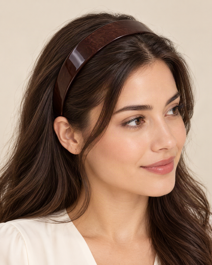 Cellulose Acetate Wide-Band Headband — worn in natural hair at realistic scale [FITINY Hair]