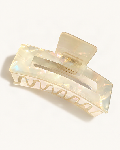 Cellulose Acetate Square Claw Clip — reverse view showing the visible construction [FITINY Hair structure]