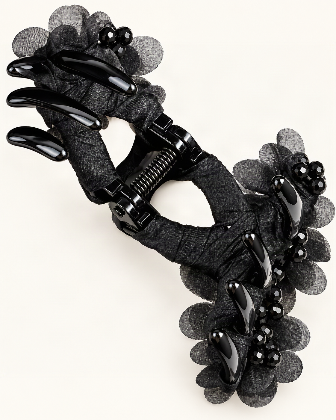 Large Crystal Flower Claw Clip — reverse view showing the visible construction [FITINY Hair structure]