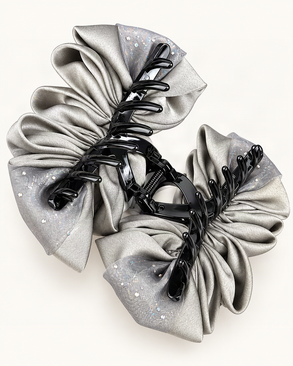 Satin Large Claw Clip with Rhinestone Starry Speckles — reverse view showing the visible construction [FITINY Hair structure]