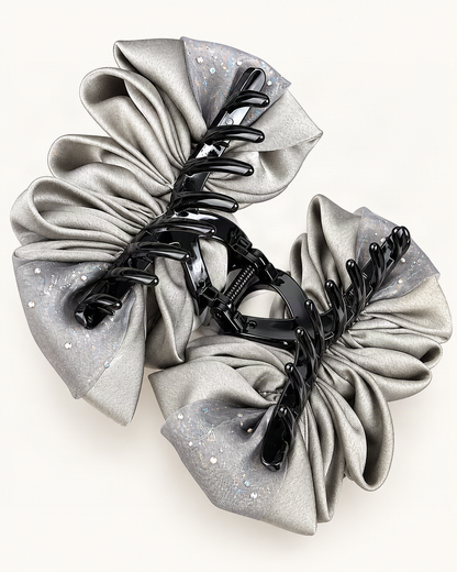 Satin Large Claw Clip with Rhinestone Starry Speckles — reverse view showing the visible construction [FITINY Hair structure]