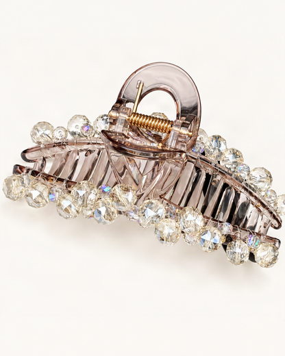 Crystal Rhinestone Large Beaded-Edge Claw Clip — reverse view showing the visible construction [FITINY Hair structure]