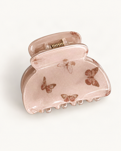Butterfly Print Acrylic Small Claw Clip — reverse view showing the visible construction [FITINY Hair structure]