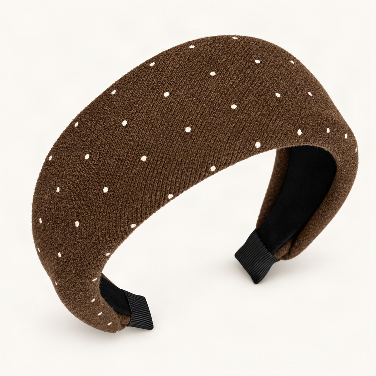 Chocolate polka dot padded headband exterior and inner lining [FITINY Hair]