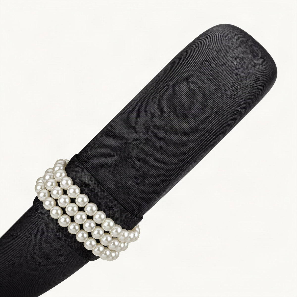 Black padded headband pearl collar and fabric detail [FITINY Hair]