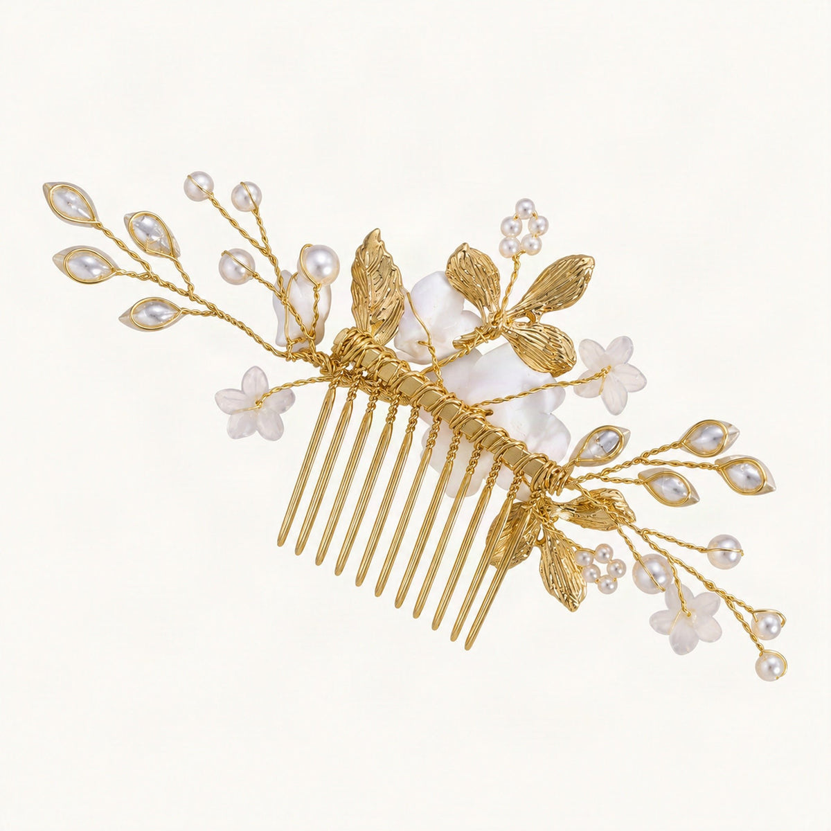 Floral pearl crystal comb reverse construction [FITINY Hair]