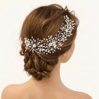 Silver pearl snowflake vine rear updo styling [FITINY Hair]