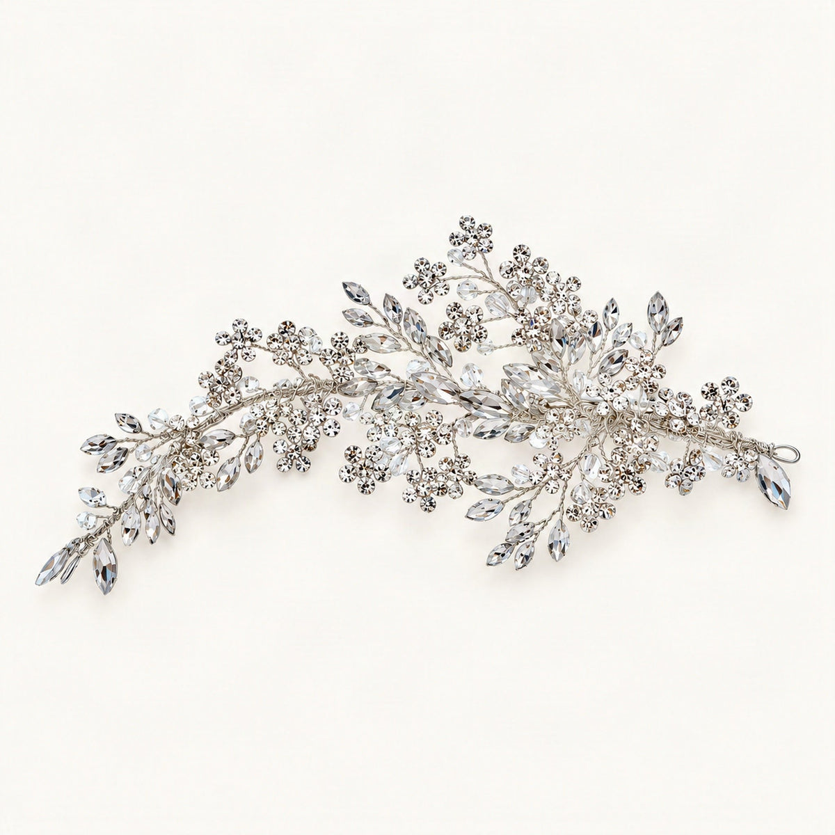 Silver crystal bridal vine - angled detail [FITINY Hair]