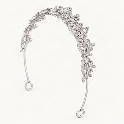 Silver scalloped rhinestone crown side profile [FITINY Hair]