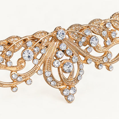 Gold crown round crystal and teardrop scroll detail [FITINY Hair]