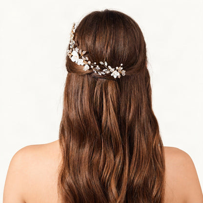 Floral pearl crystal bridal accessories rear styling [FITINY Hair]