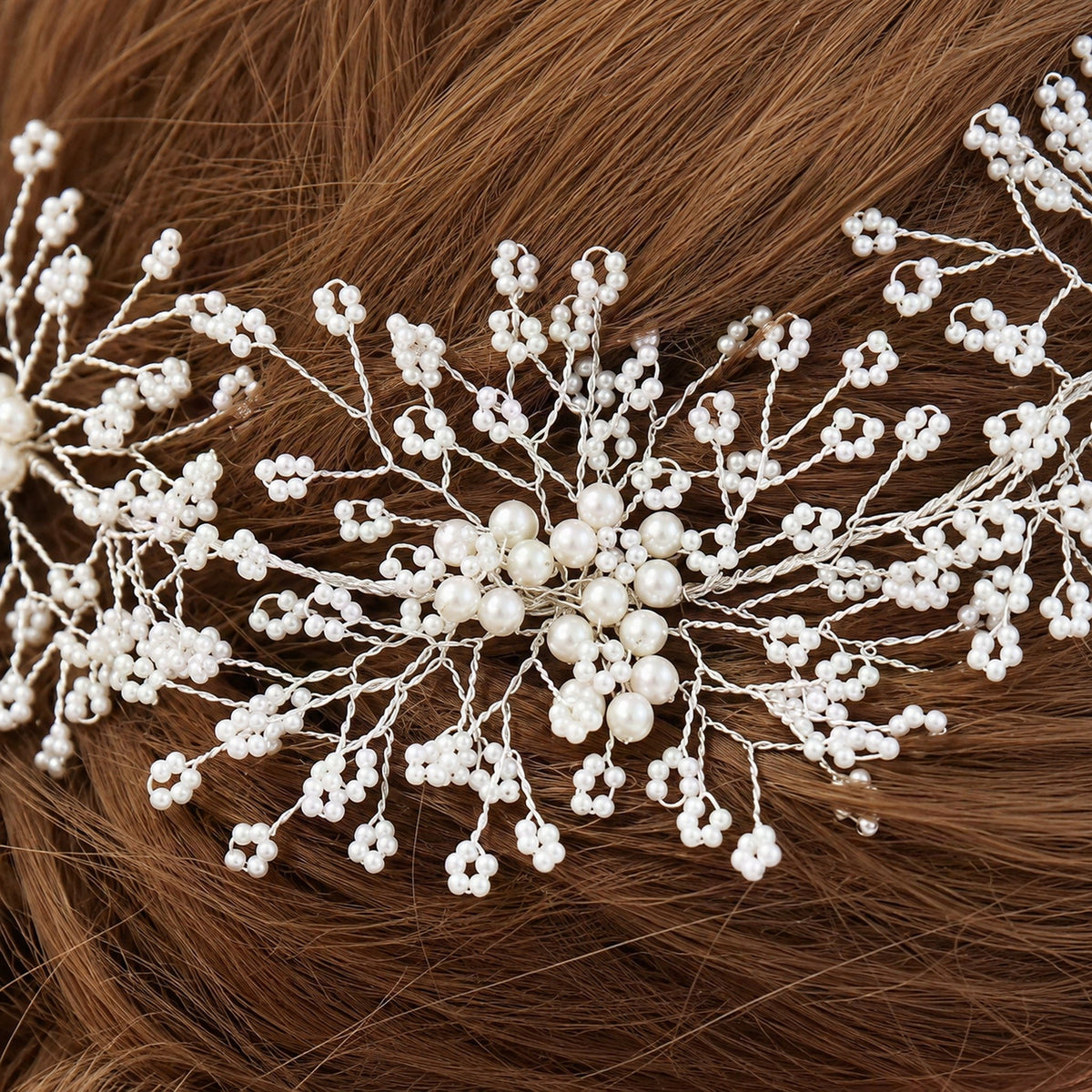 Silver pearl snowflake vine central branch macro [FITINY Hair]