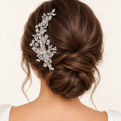 Silver crystal bridal vine - rear styling [FITINY Hair]